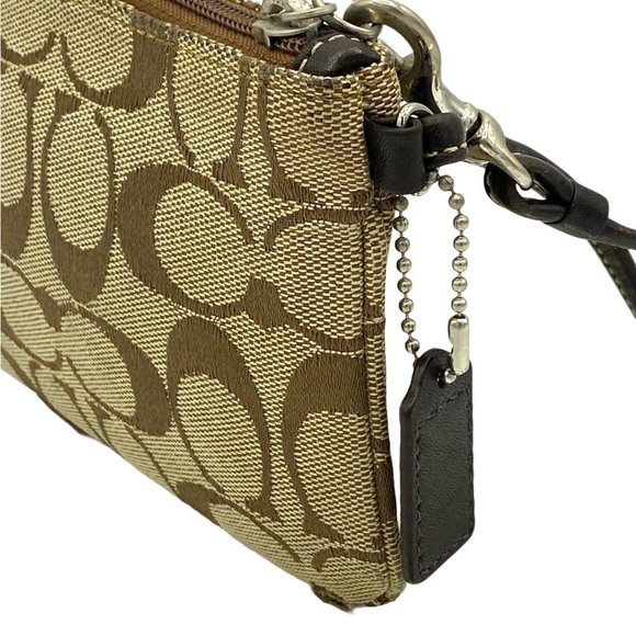 Coach C Signature Jacquard Brown Wristlet - Picture 9 of 9